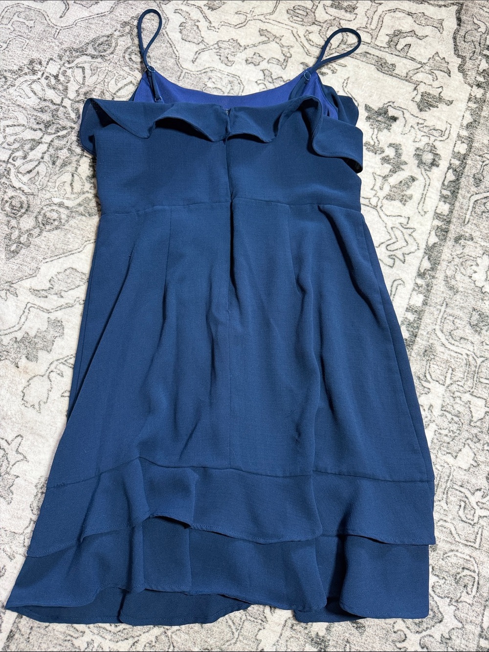 Altar'd State Navy Ruffle-Trim Spaghetti Strap Mini Dress - Picture 3 of 3